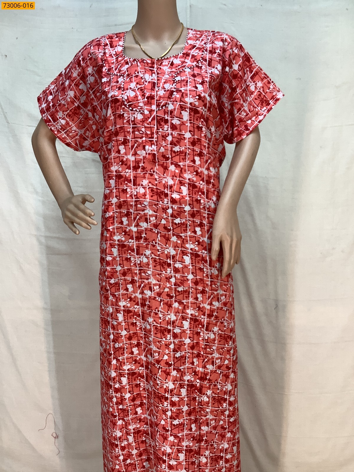 Orange Cotton Printed Galaxy Nighty