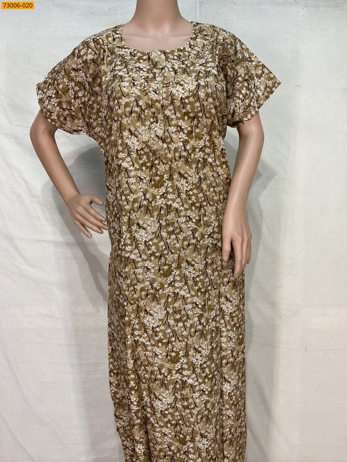 Brown Cotton Printed Galaxy Nighty
