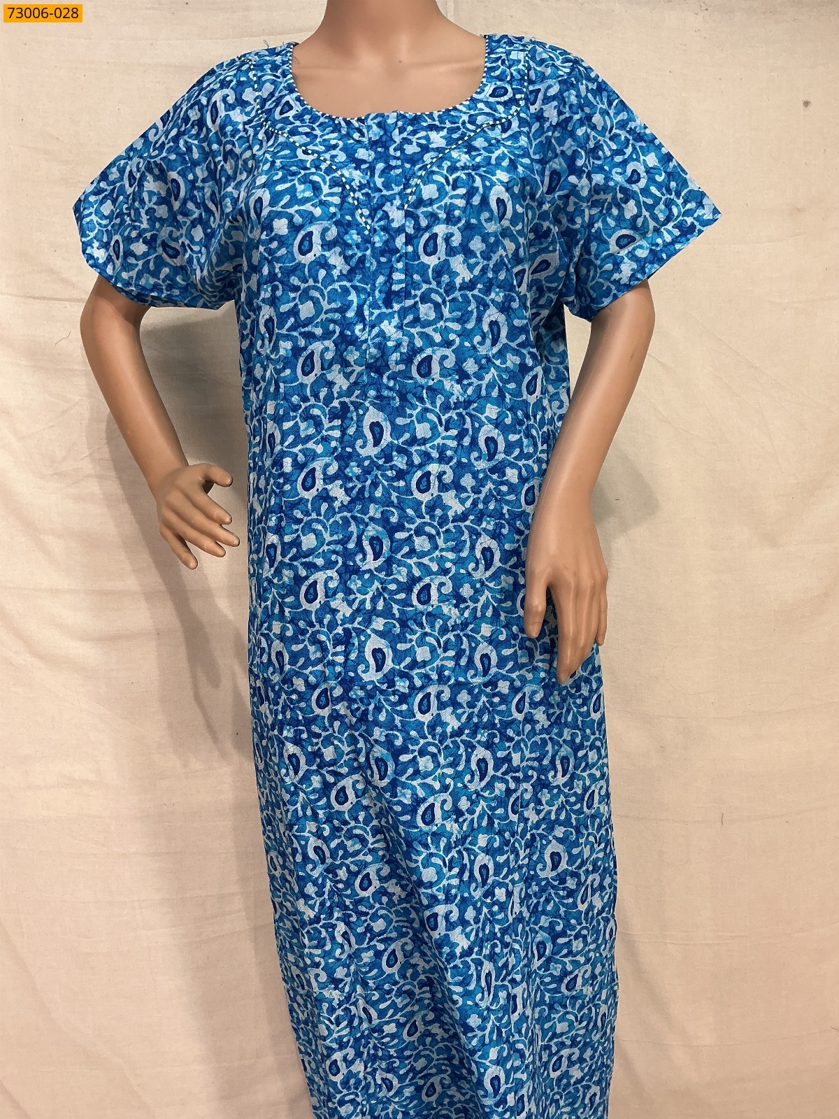Blue Cotton Printed Galaxy Nighty