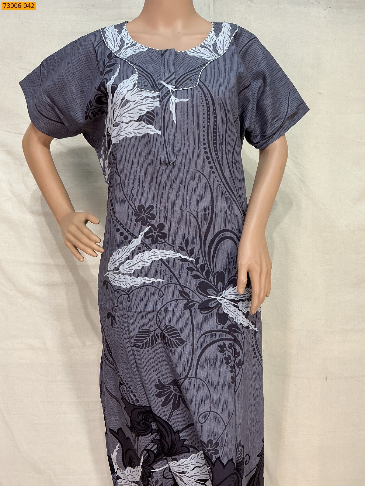 Grey Cotton Printed Galaxy Nighty