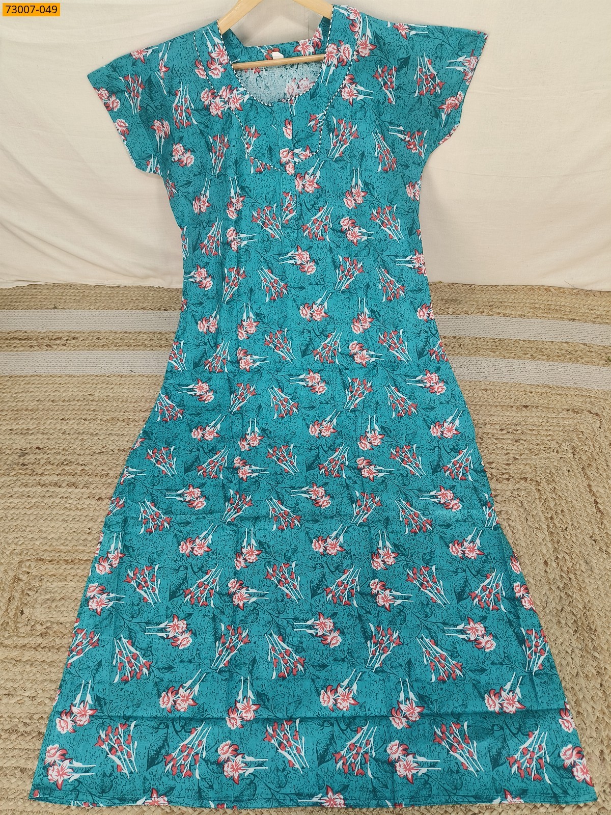 Rama Blue Cotton Printed Galaxy Nighty