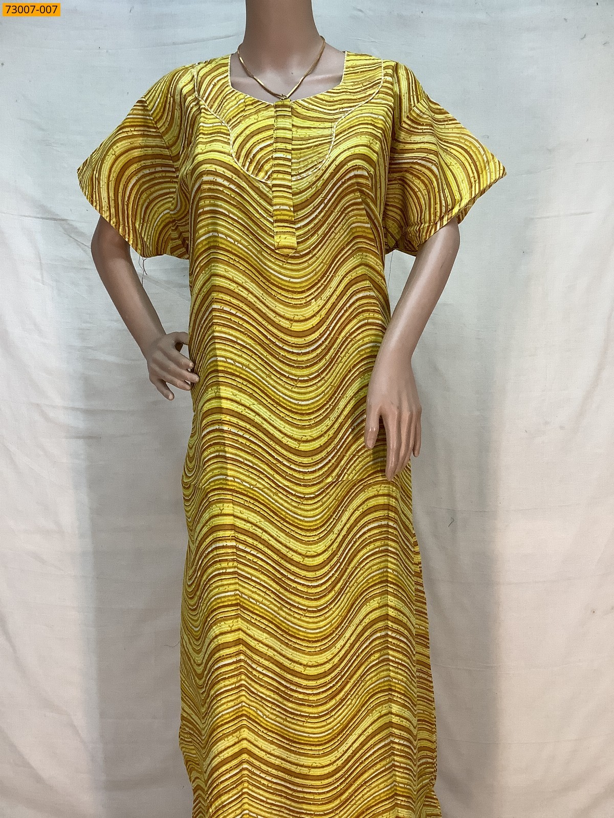 Yellow Cotton Printed Galaxy Nighty