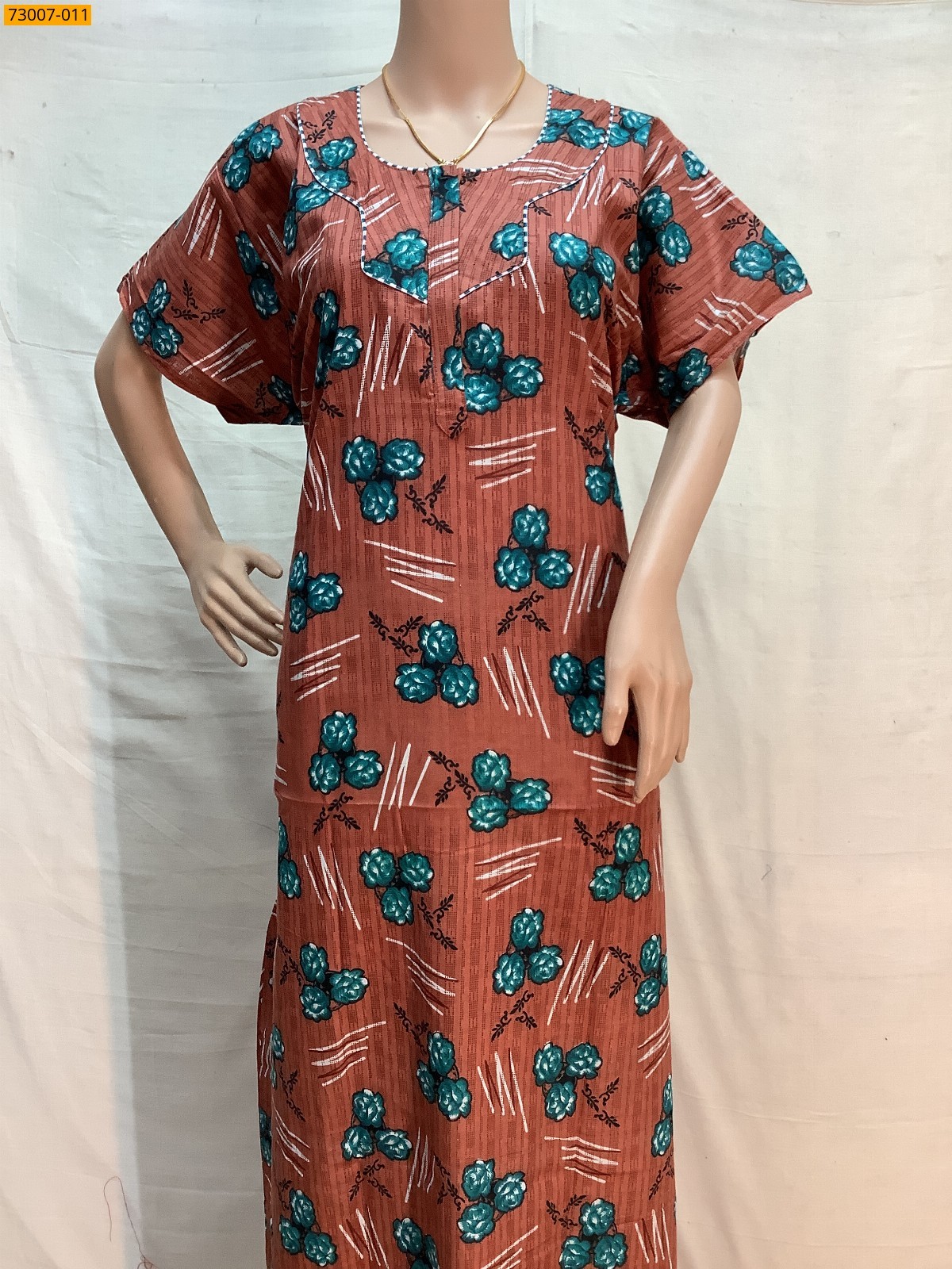 Brown Cotton Printed Galaxy Nighty