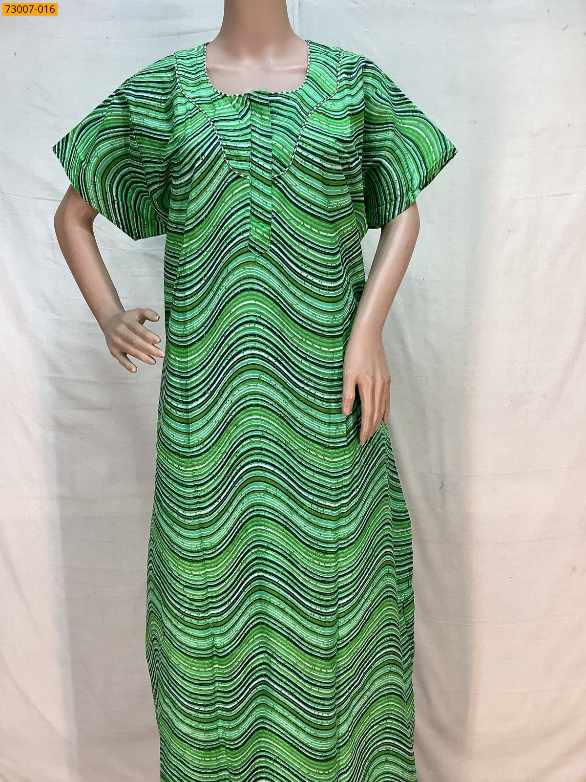 Green Cotton Printed Galaxy Nighty
