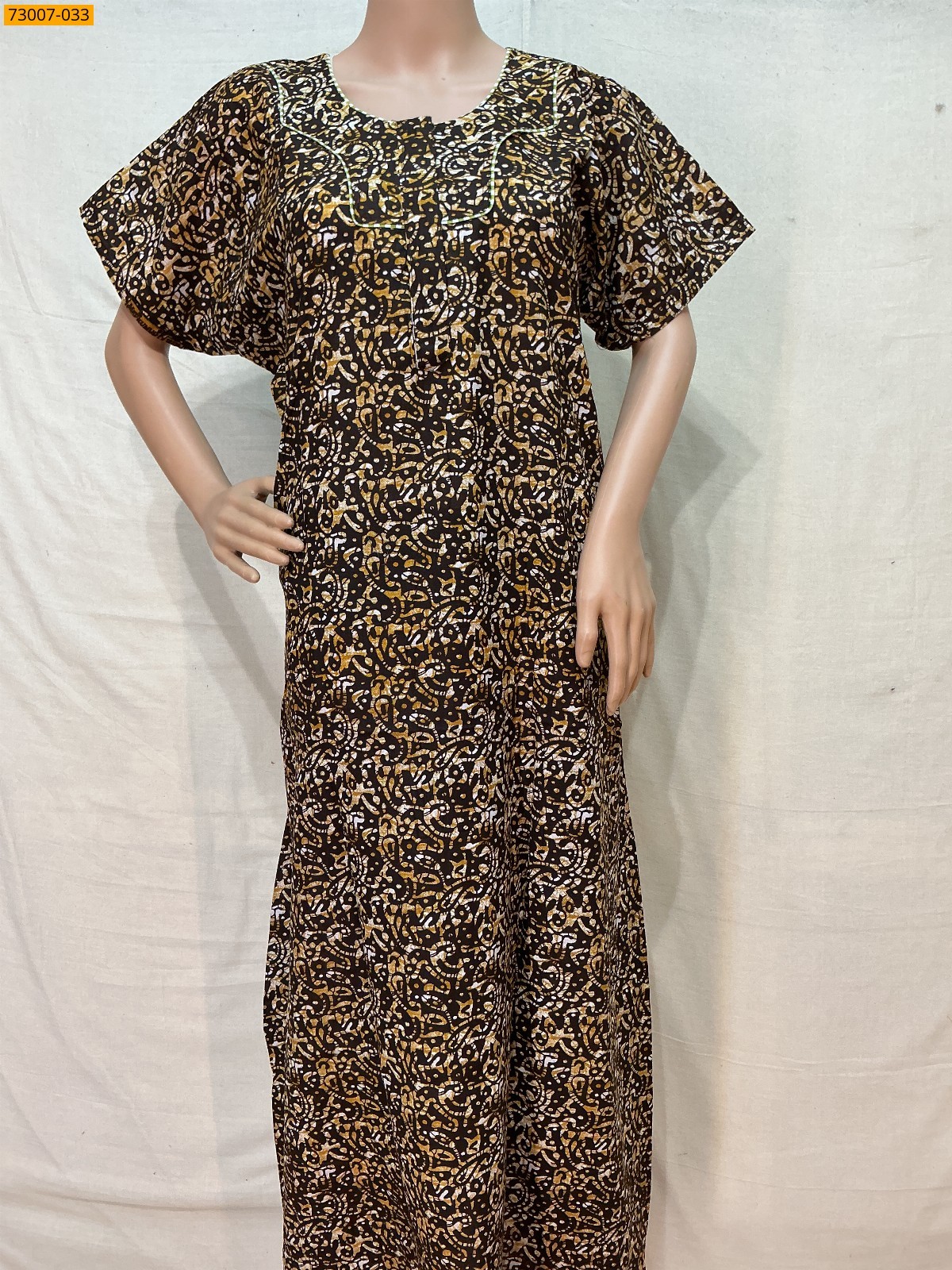 Brown Cotton Printed Galaxy Nighty