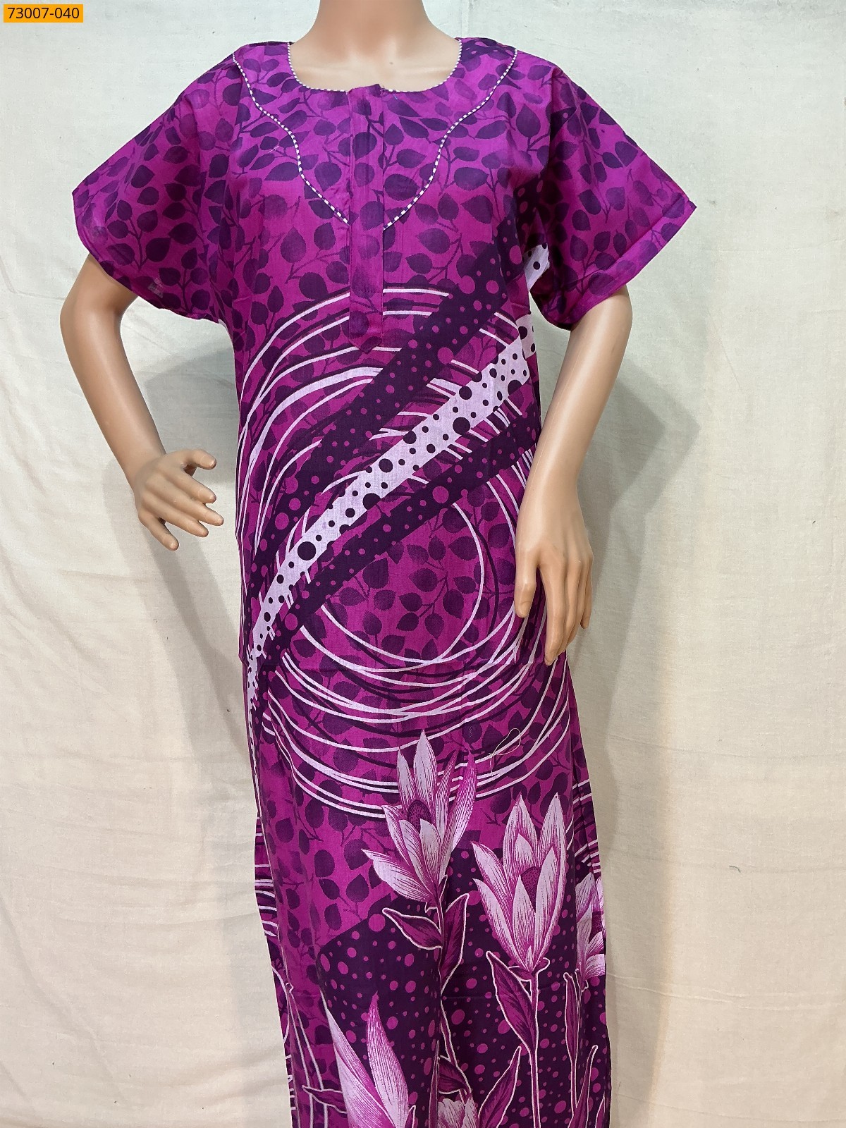 Lavendar Cotton Printed Galaxy Nighty