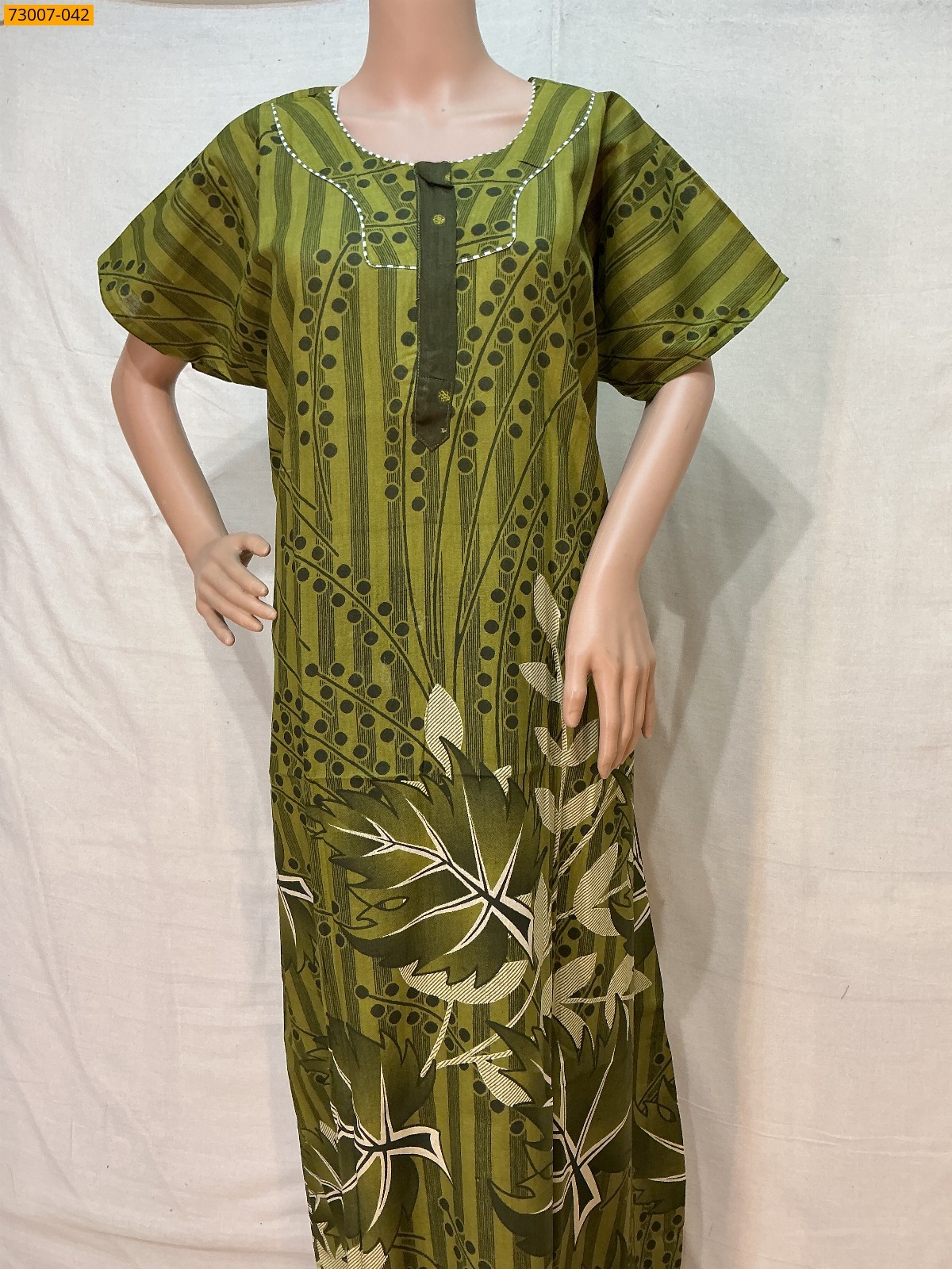 Green Cotton Printed Galaxy Nighty