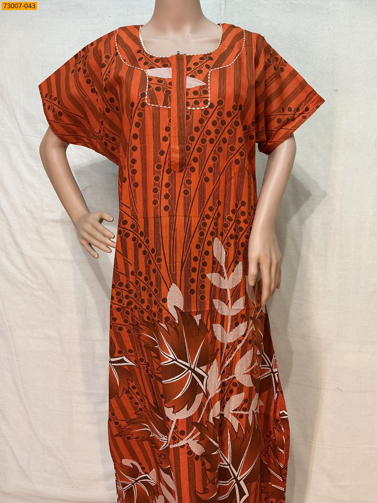 Orange Cotton Printed Galaxy Nighty