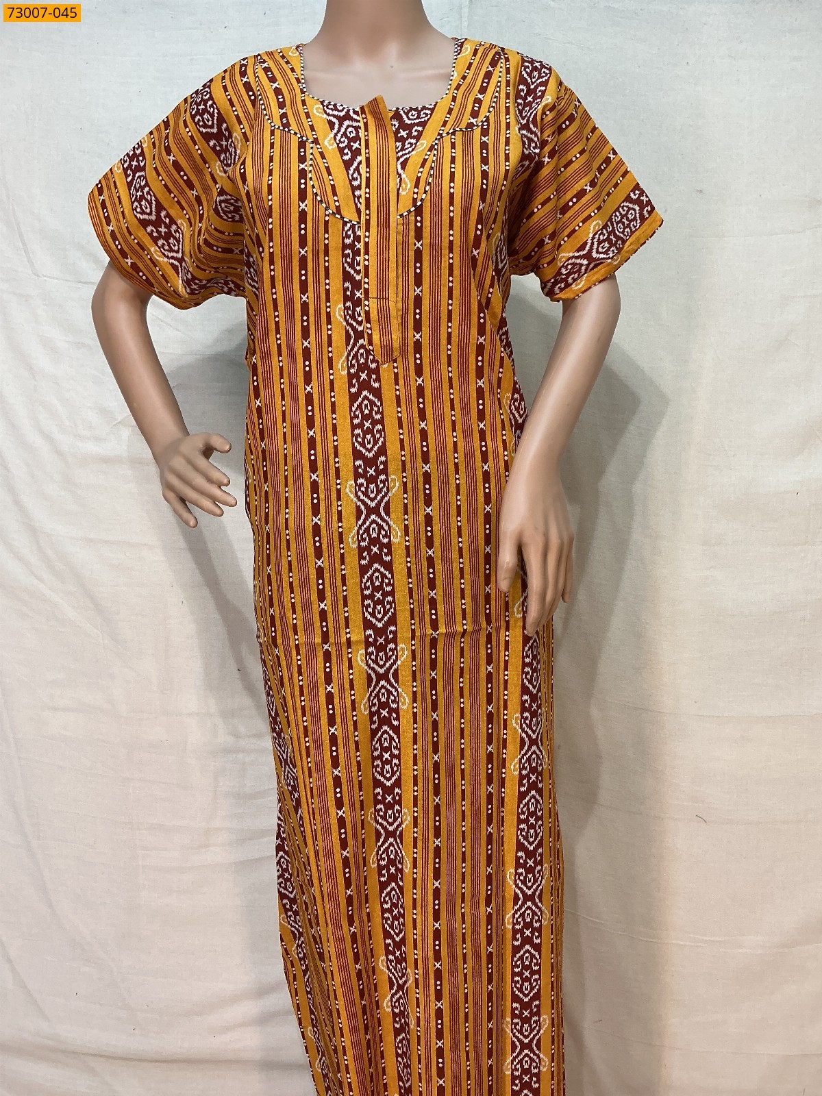 Yellow Cotton Printed Galaxy Nighty