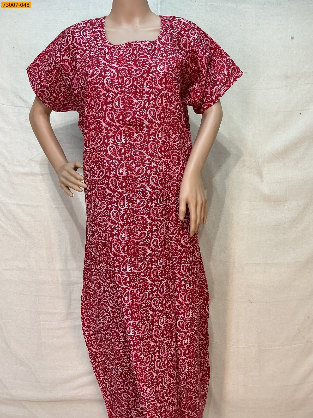 Red Cotton Printed Galaxy Nighty