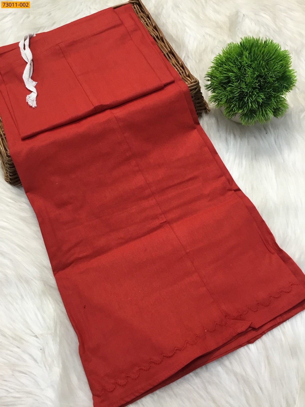 Red Premium Mangai Cotton Inskirt- 8 Part