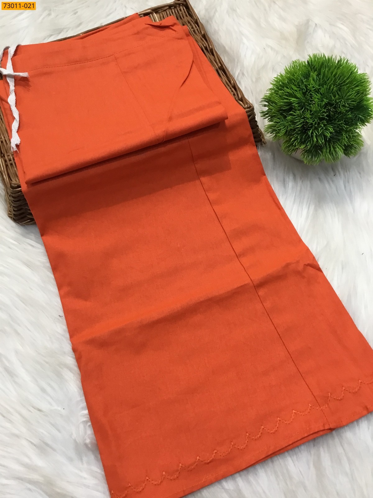 Orange Premium Mangai Cotton Inskirt- 8 Part