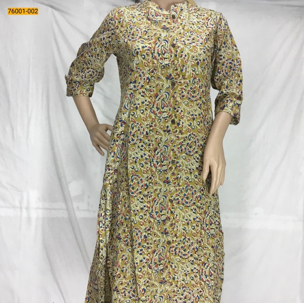 Mustard Mulmul Cotton Kurti