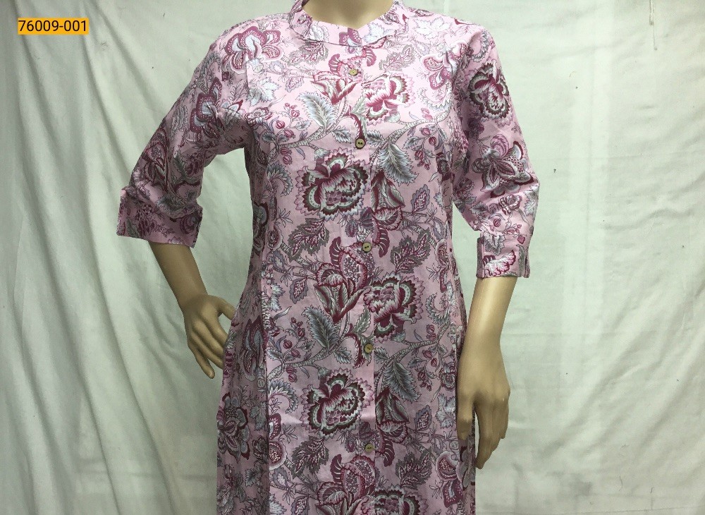 Pink Mulmul Pure Soft Cotton Kurti