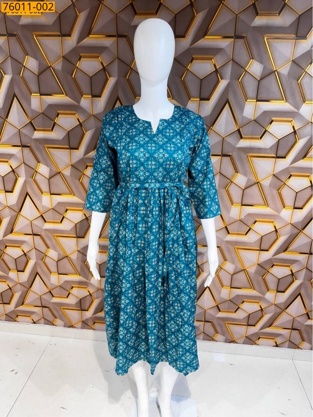 Rama Green Printed Feeding Mulmul Cotton Kurti