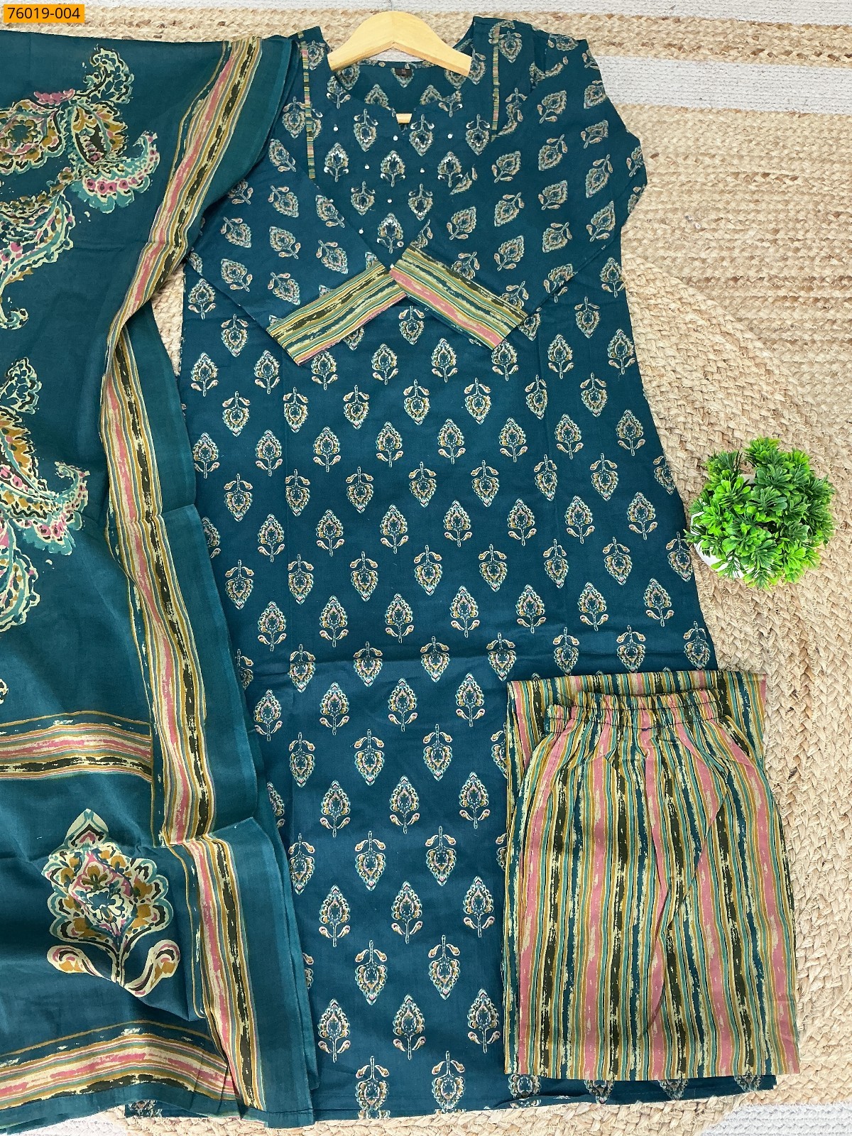 Rama Blue Premium Cotton Salwar Stitched Suit