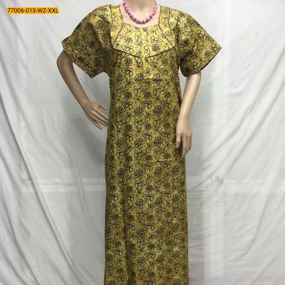Mustard Yellow Premium Pure Cotton Nighty-XXL