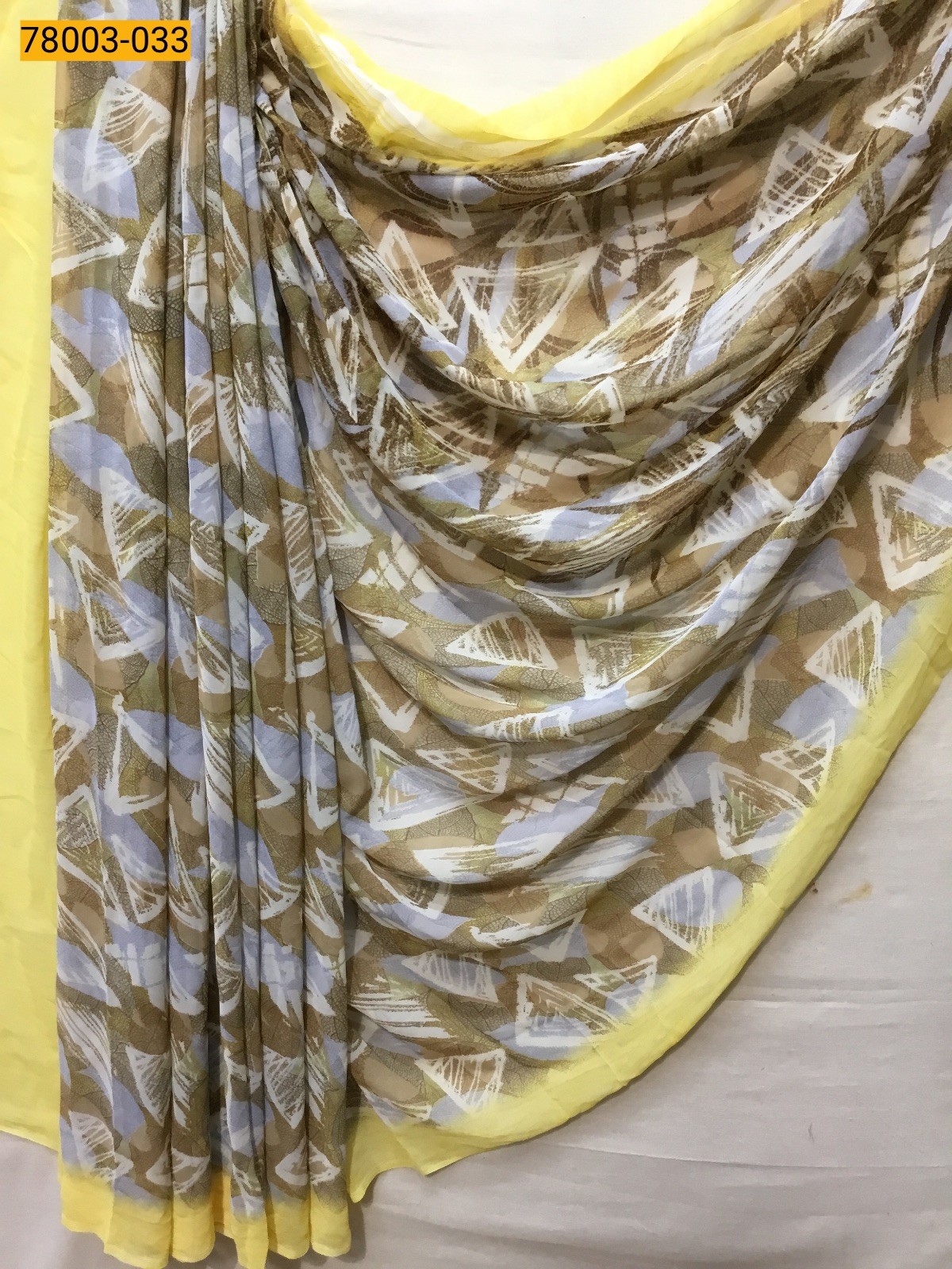 Light Yellow chiffon printed sarees