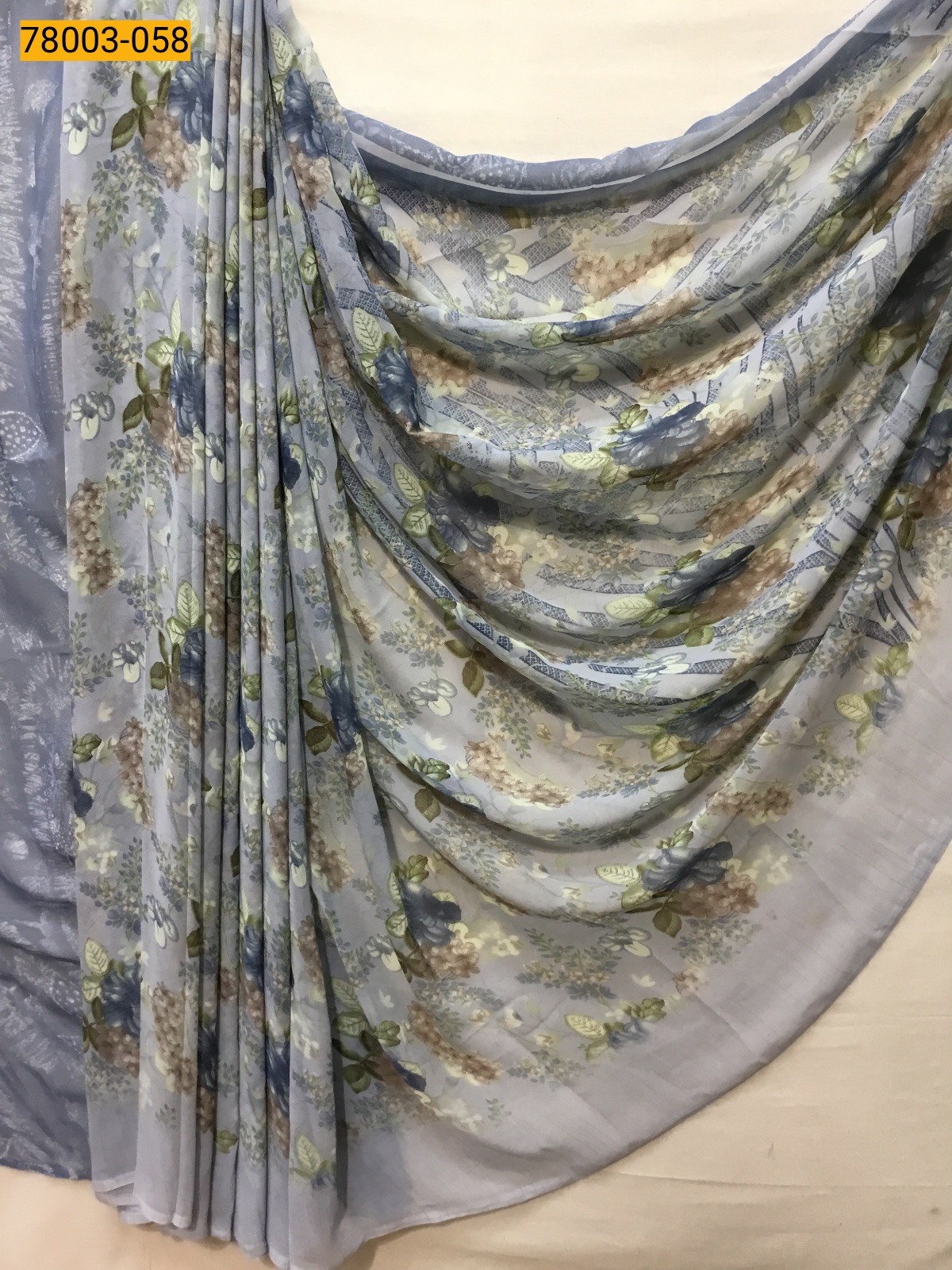 Gray chiffon printed sarees