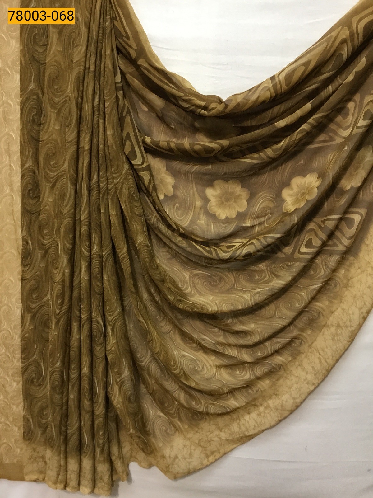 Light Brown chiffon printed sarees