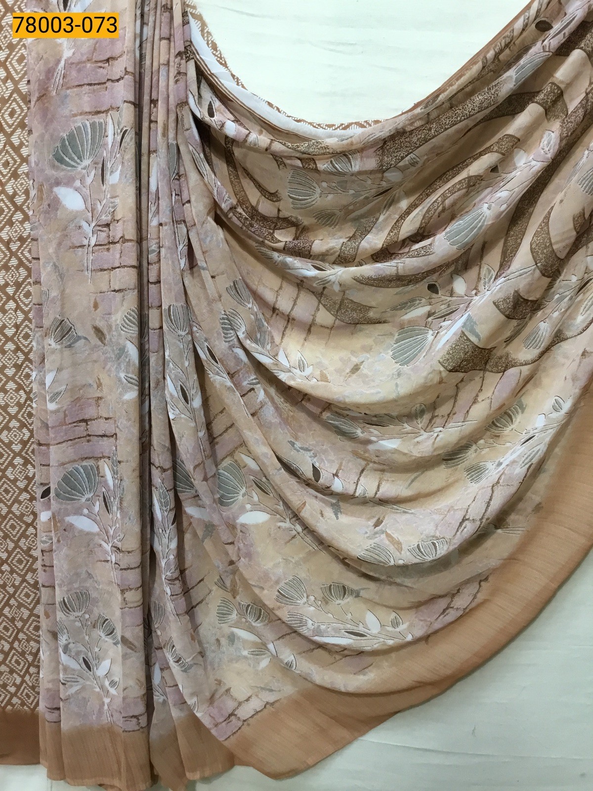 Orange chiffon printed sarees