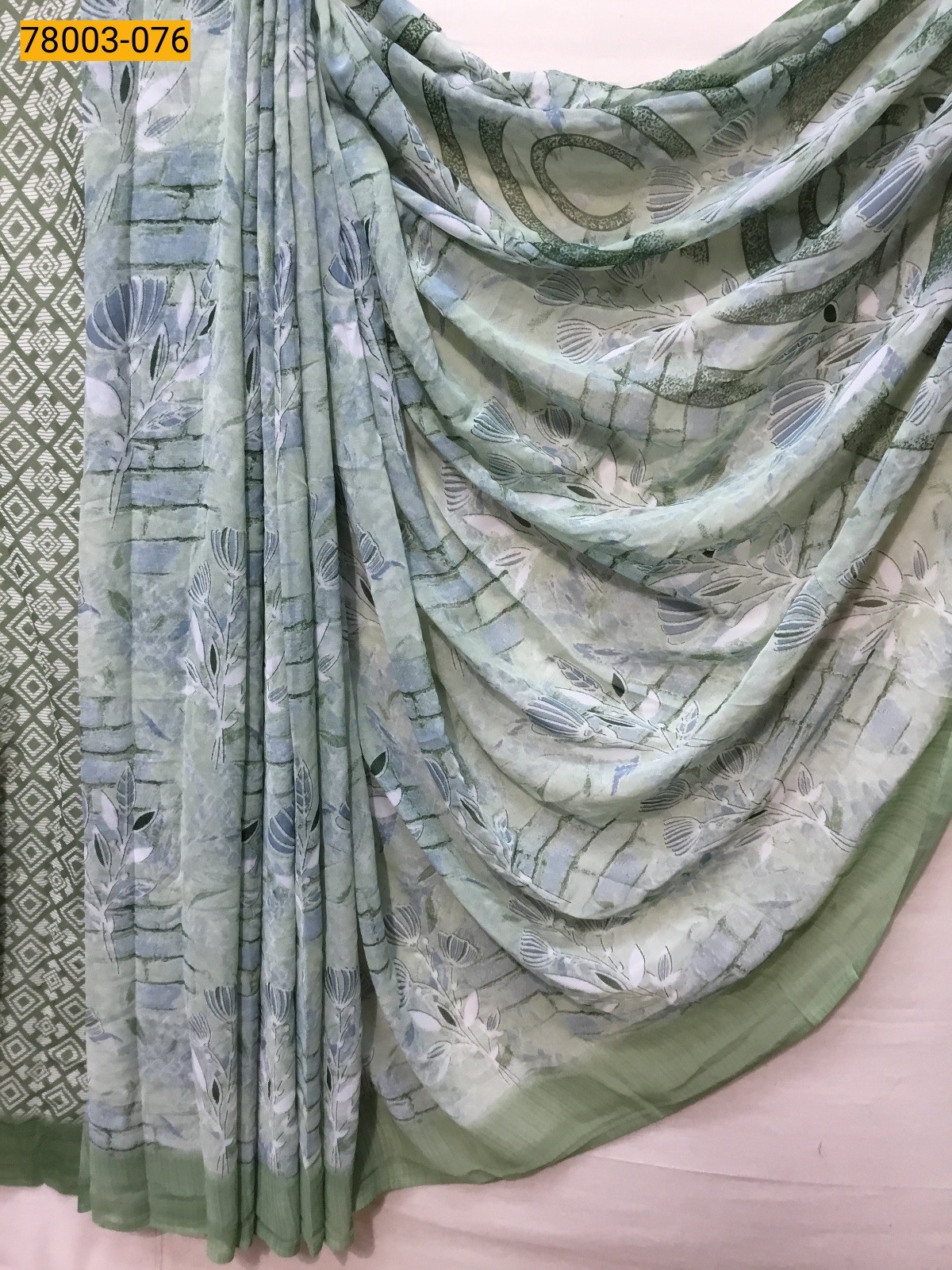 Light Green chiffon printed sarees