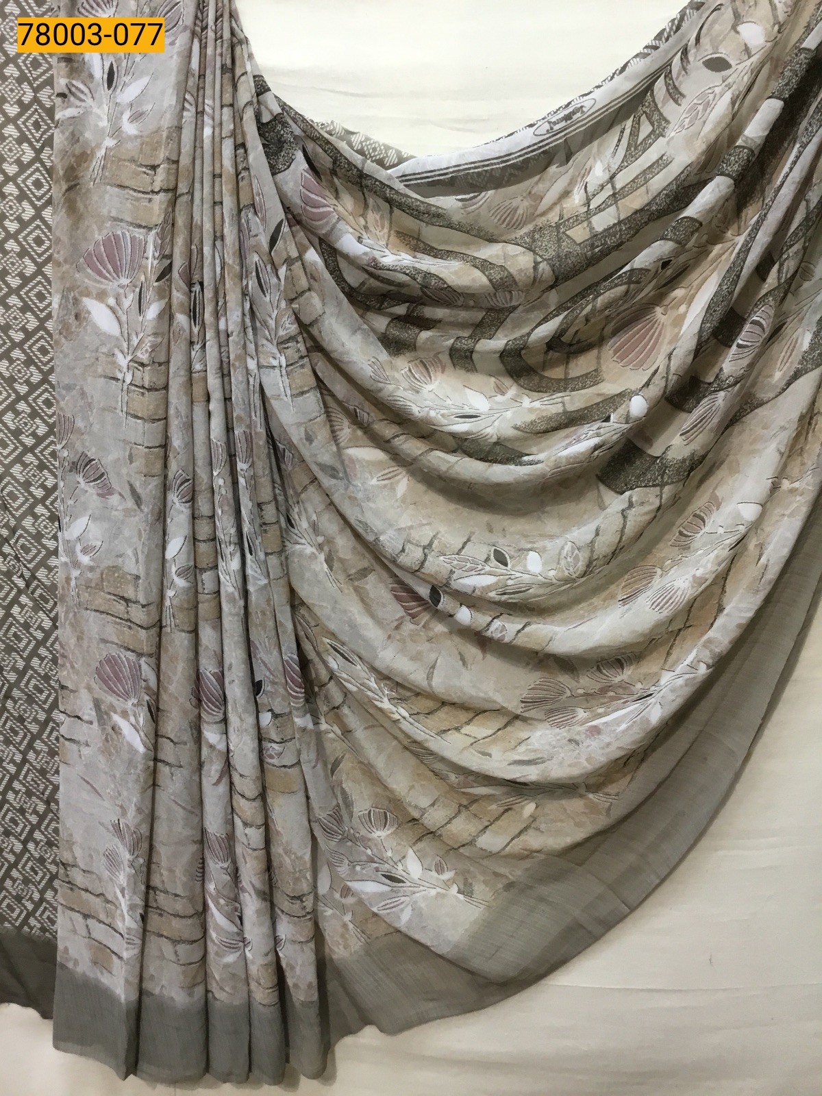 Gray chiffon printed sarees