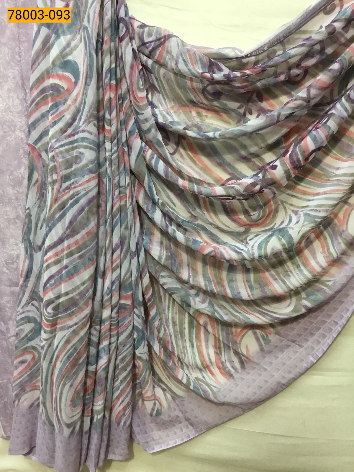 Light purple chiffon printed sarees