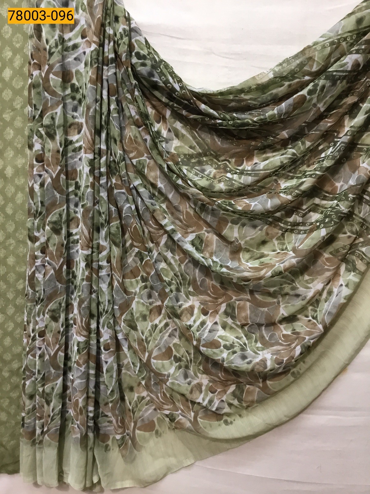 Green chiffon printed sarees