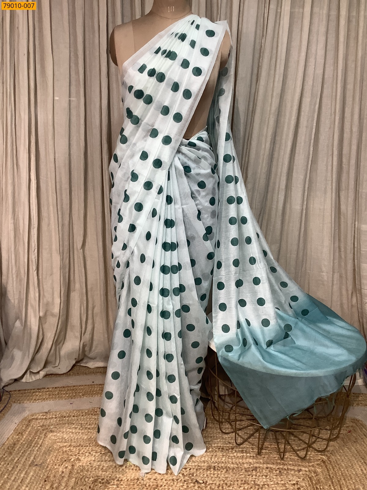 Light Green Kota hand block printed sarees