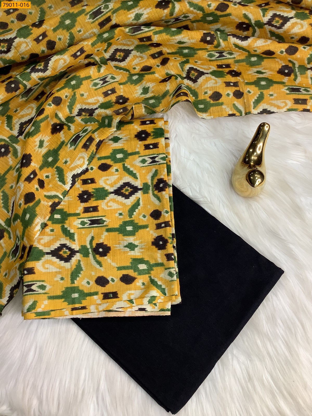 Yellow Mix and Match Silk Chudithar Material