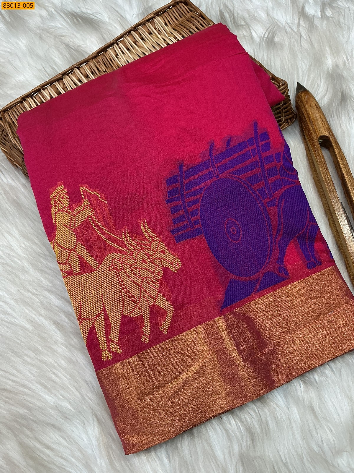 Pink Silk mercerized cotton saree