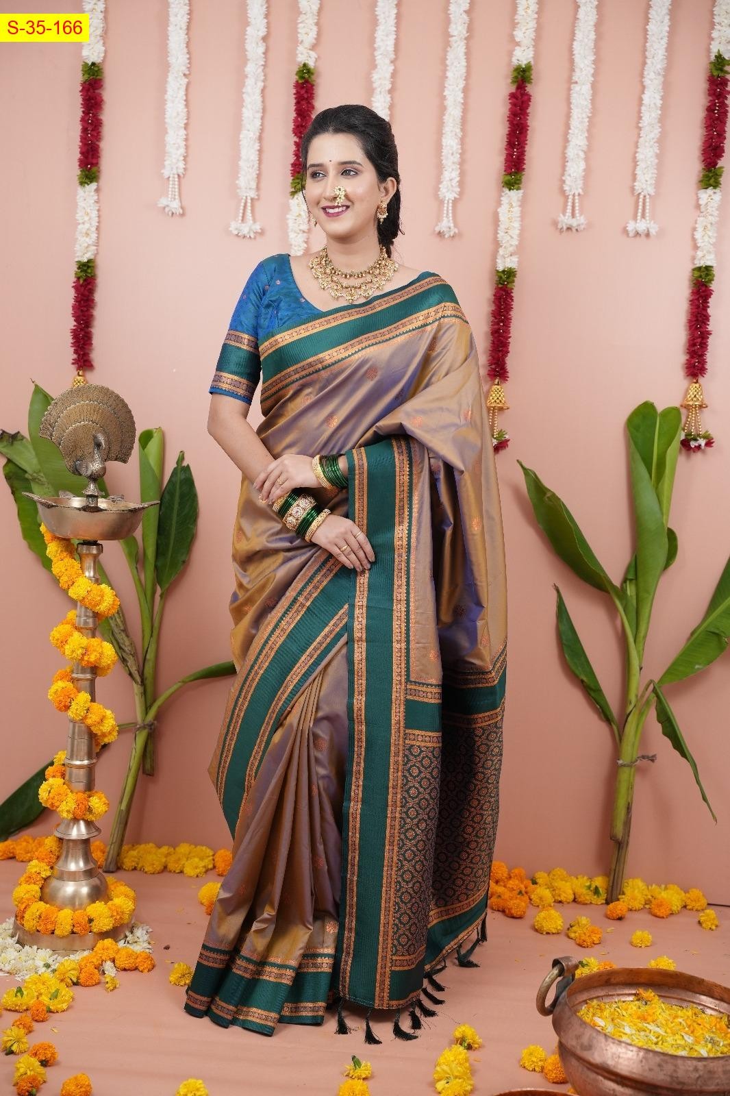 Brown Soft Fancy silk saree