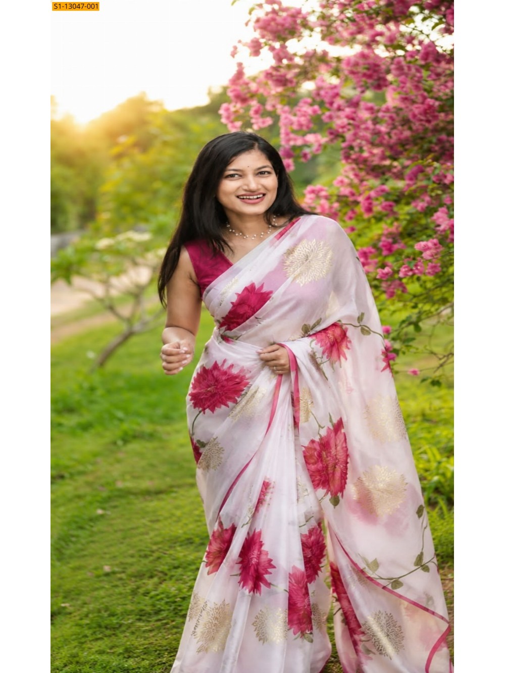 White Celebrity inspired Kora organza Saree White Celebrity inspired Kora organza Saree
