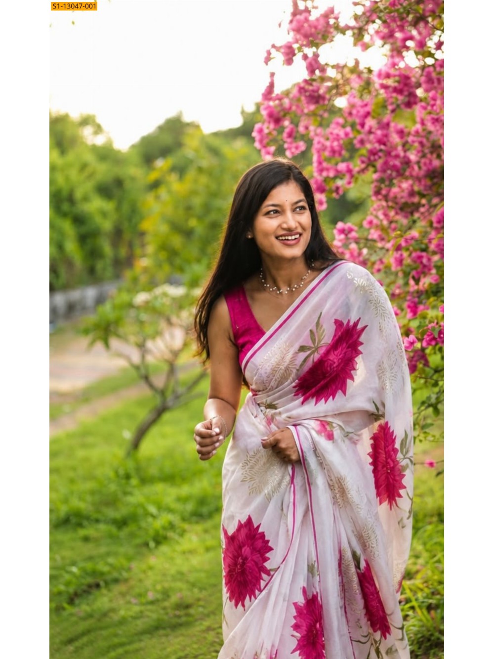 White Celebrity inspired Kora organza Saree White Celebrity inspired Kora organza Saree
