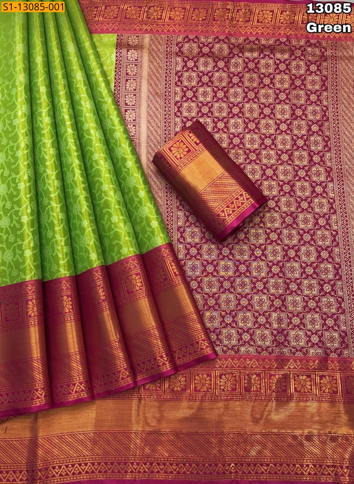 Green Fancy Kanjiviram Pattu Silk Sare