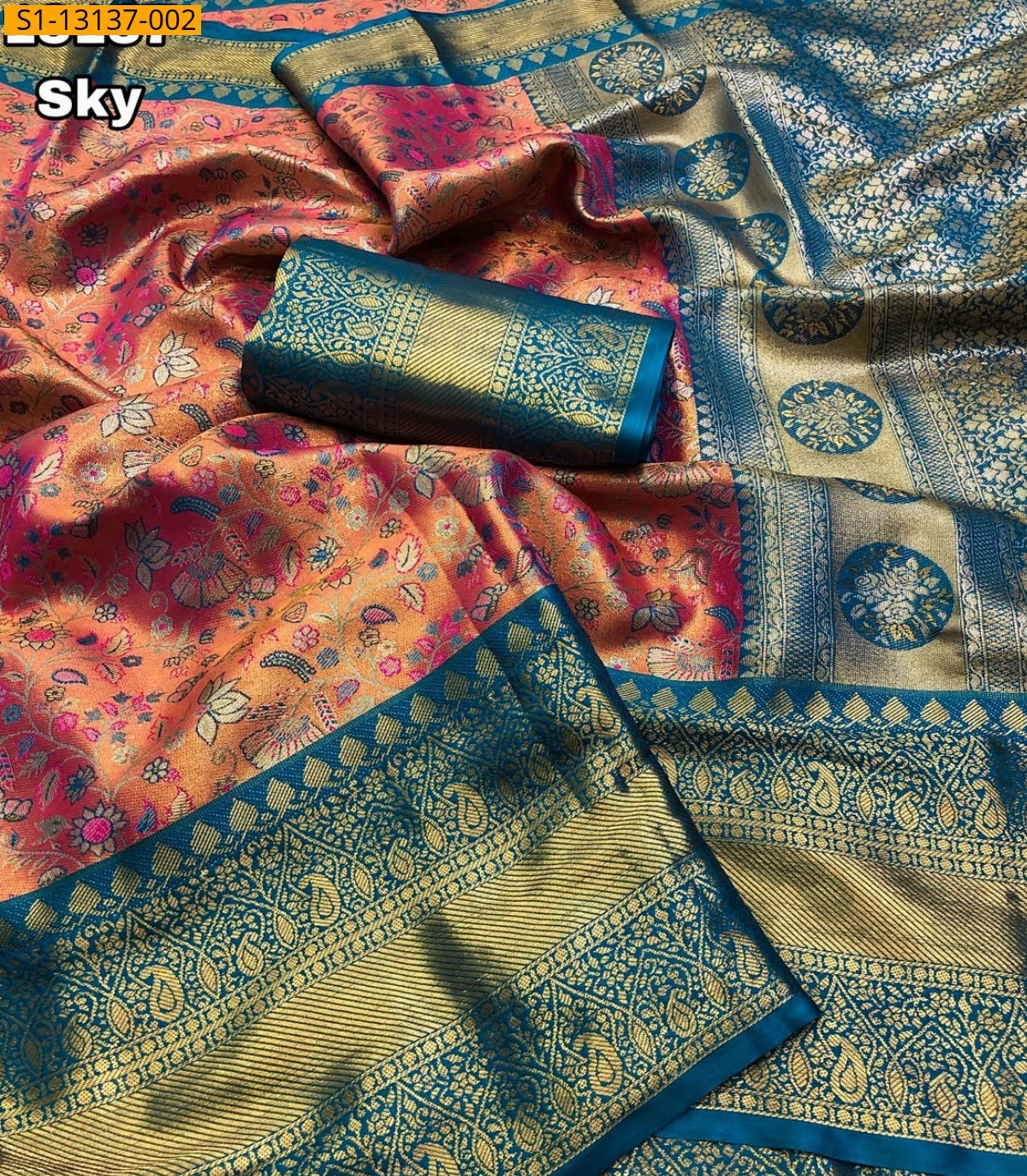 Sky Blue Fancy Kanjivaram Silk Saree