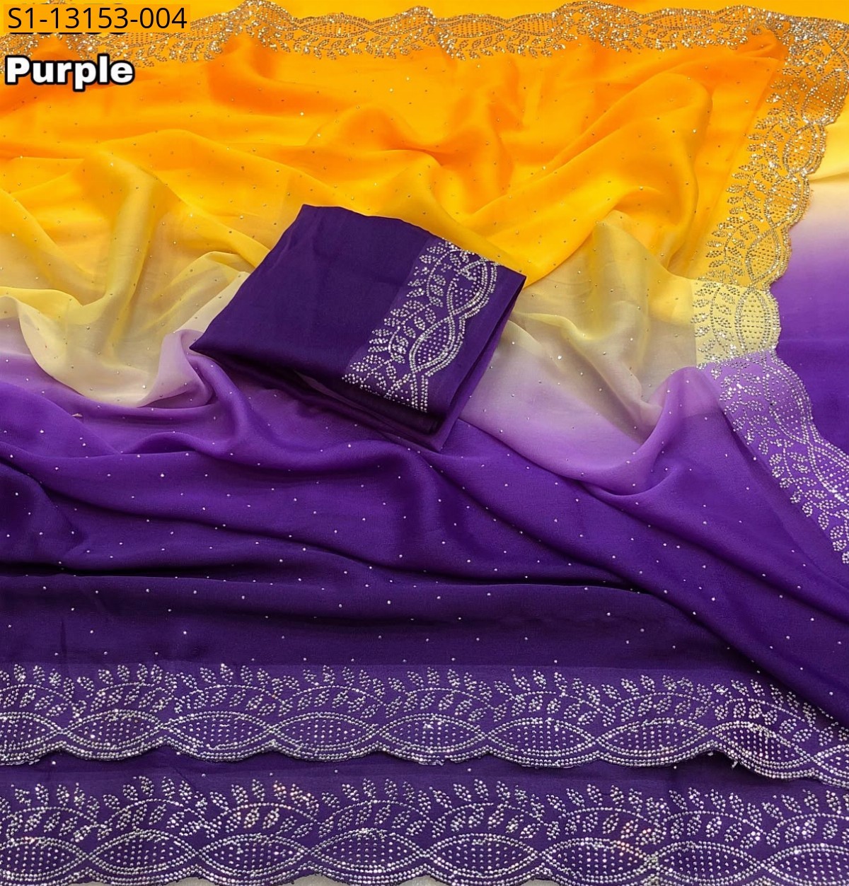 Purple Fancy Star Georgette Saree