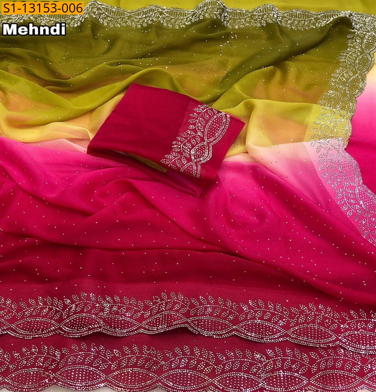 Mehndi Fancy Star Georgette Saree