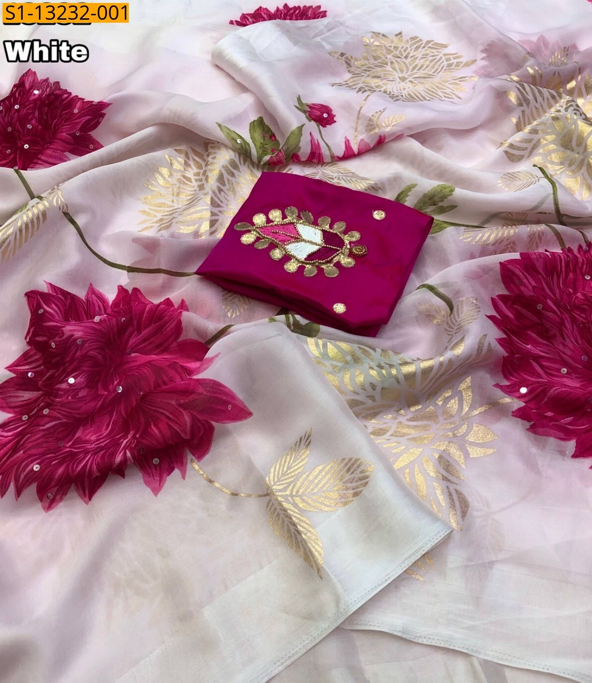 White Fancy Kora Organza Saree