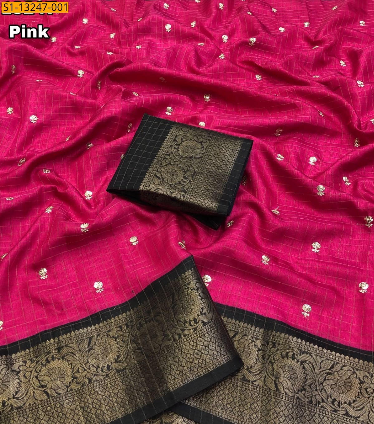 Pink Fancy Dola Checks Printed Sarees