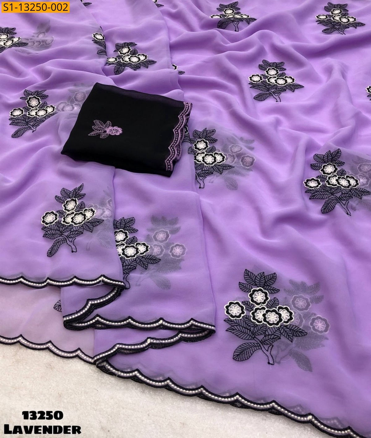 Lavender Fancy Faux Georgette Saree