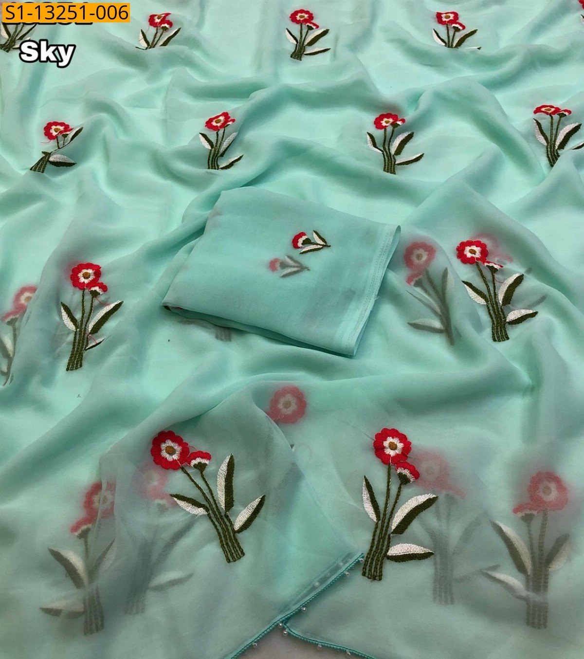 Sky Fancy Faux Georgette Saree
