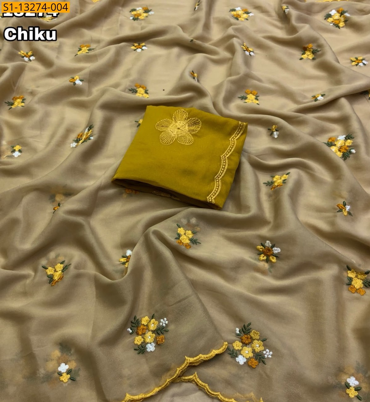 Chiku Fancy Star Georgette Saree