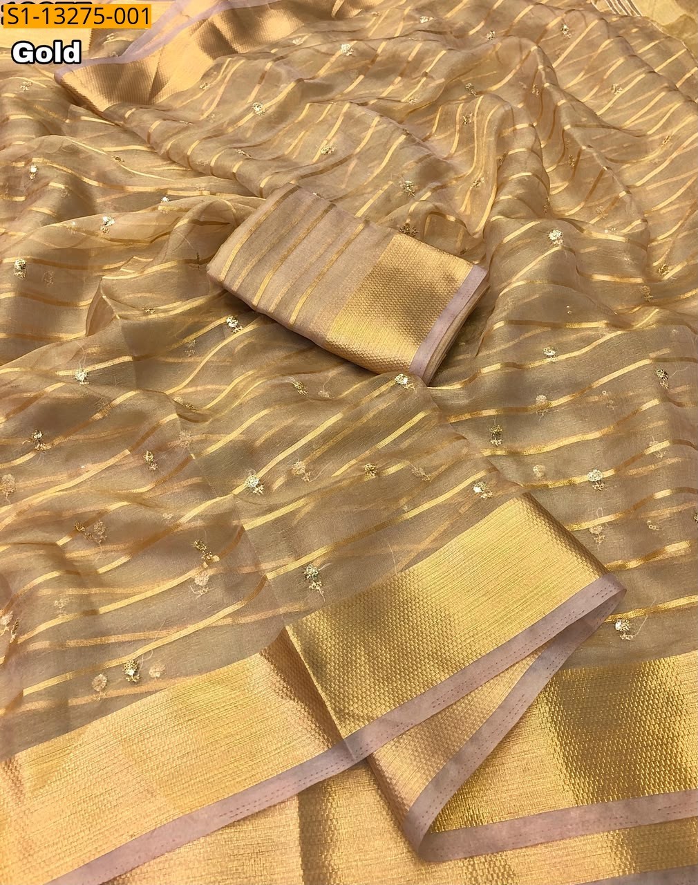 Golden Fancy Gold Tissue Silk Saree