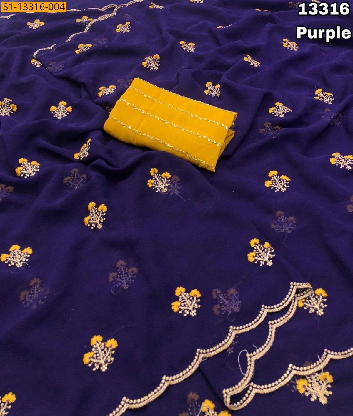 Purple Fancy Faux Georgette Saree