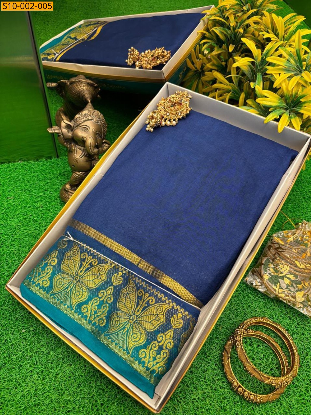 Navy Blue Fancy Poonam Silk Sarees