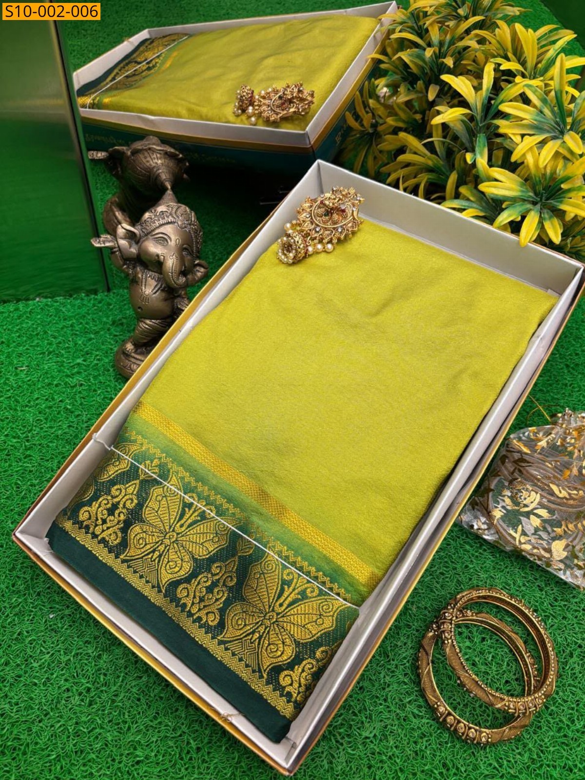 Lime Green Fancy Poonam Silk Sarees