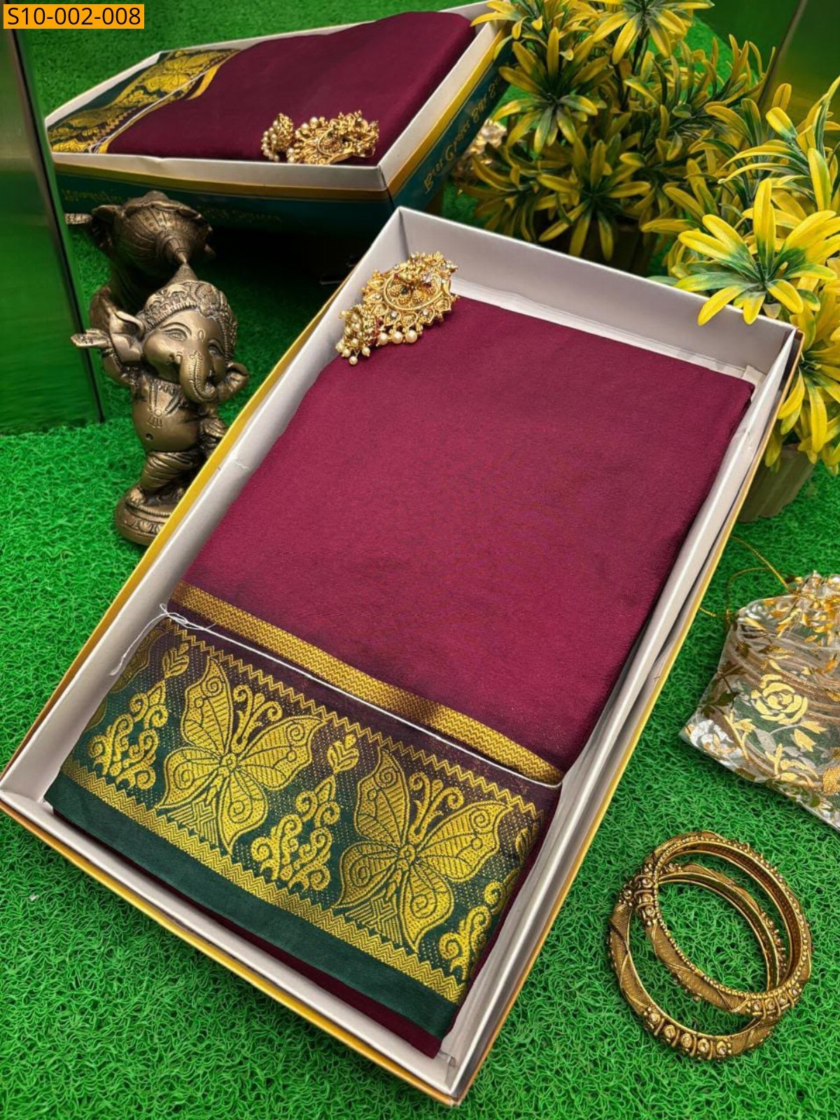 Burgundy Fancy Poonam Silk Sarees