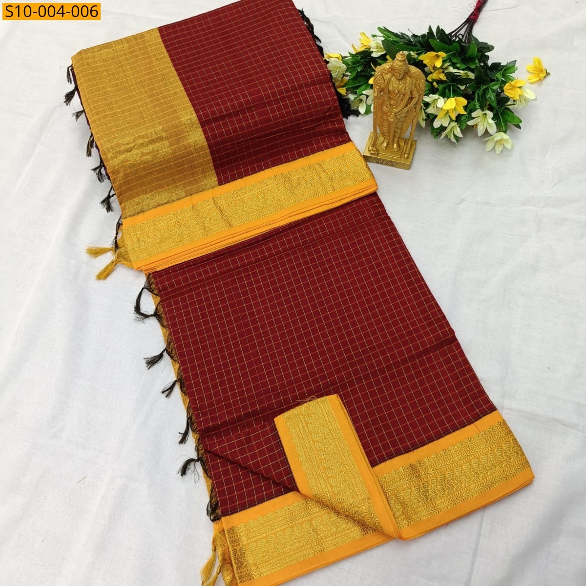 Red Fancy Kalyani Cotton Checks Sarees